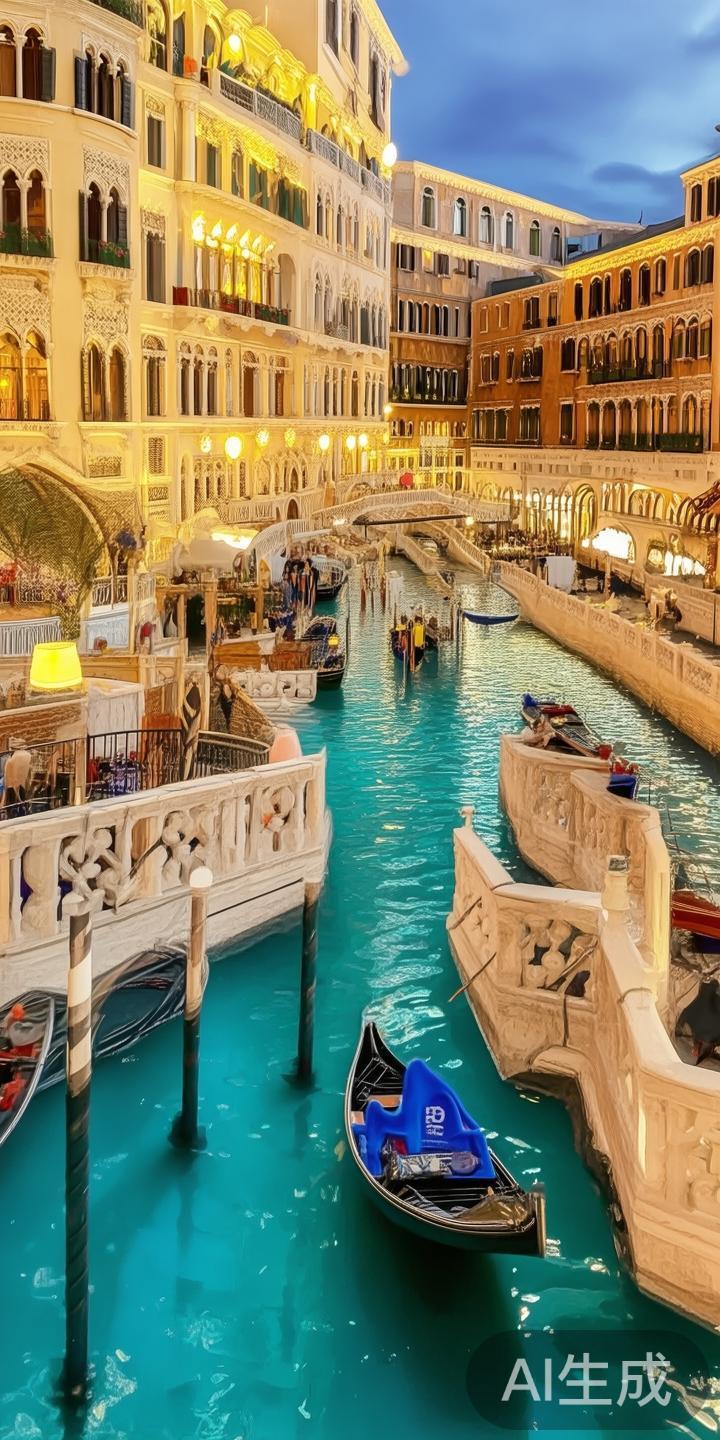 走入澳门威尼斯度假区，仿佛穿越到意大利的水上城市。